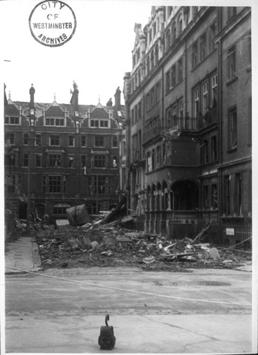 Photo:Mount Street viewed from Balfour Place, bomb damage April 1941